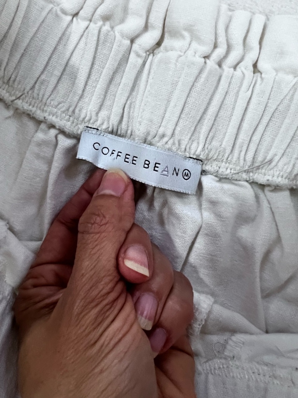 Coffee Bean White Linen Blend Wide Leg Pants Paperbag Waist Size M - Picture 9 of 13